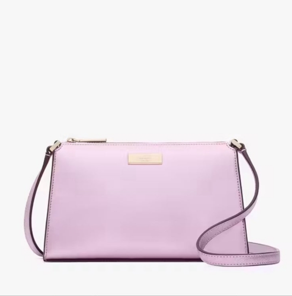 NWT Kate Spade Kenzie GLITTERED Patented Fabric In Quartz Pin Crossbody
